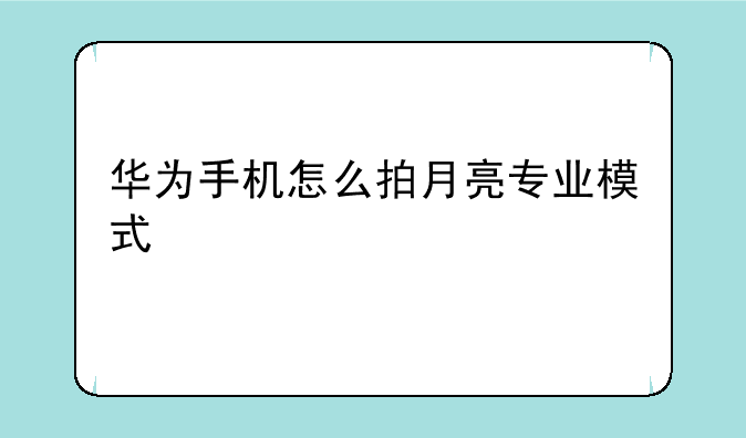 华为手机怎么拍月亮专业模式