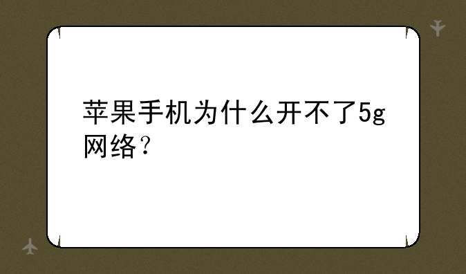 苹果手机为什么开不了5g网络？