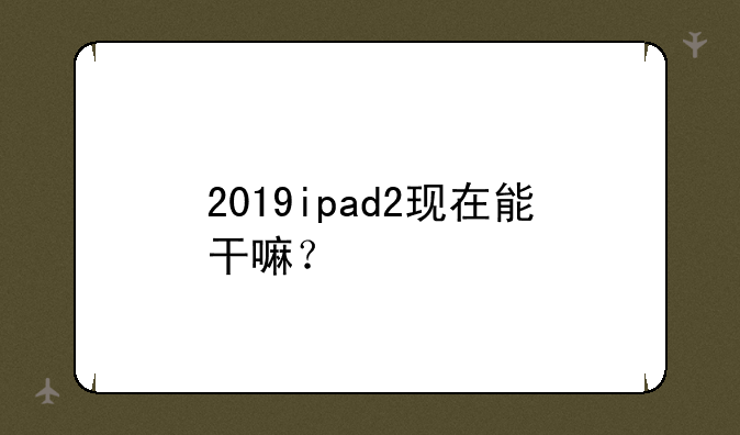 2019ipad2现在能干嘛？