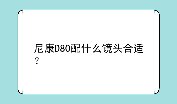 尼康D80配什么镜头合适？
