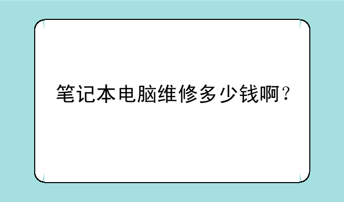 笔记本电脑维修多少钱啊？