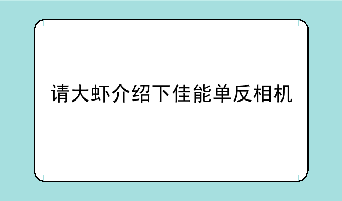 请大虾介绍下佳能单反相机