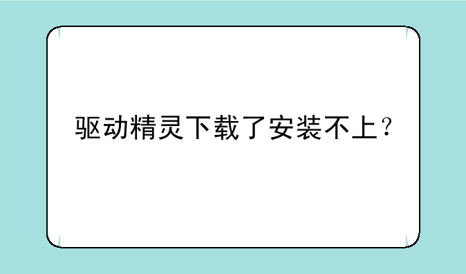 驱动精灵下载了安装不上？