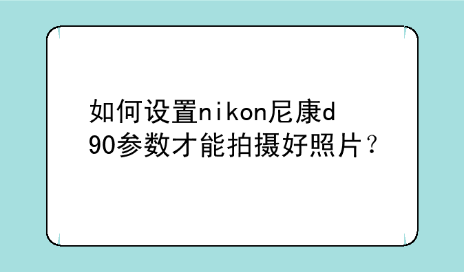 如何设置nikon尼康d90参数才能拍摄好照片？