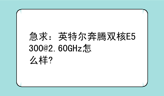急求：英特尔奔腾双核E5300@2.60GHz怎么样?