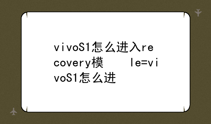 vivoS1怎么进入recovery模式