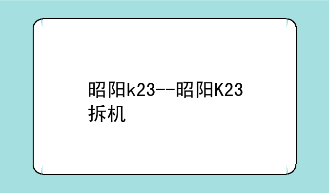 昭阳k23--昭阳K23拆机