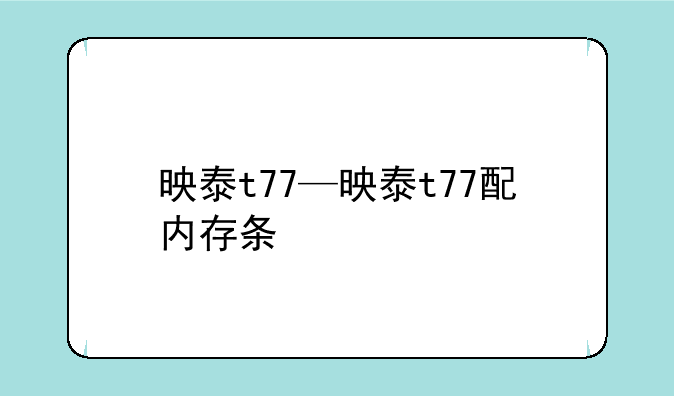 映泰t77—映泰t77配内存条