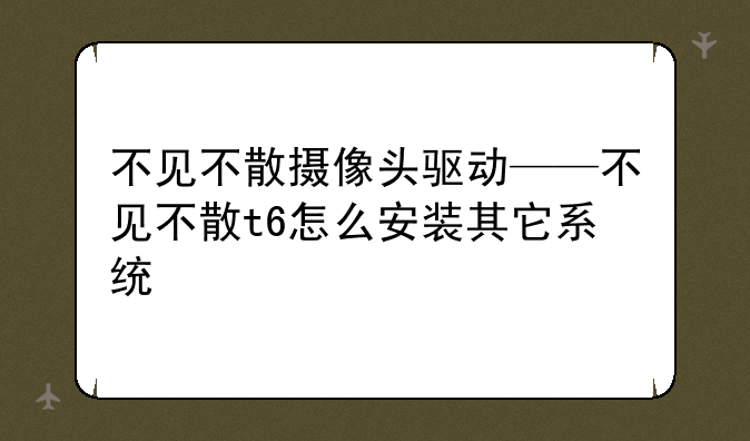 不见不散摄像头驱动——不见不散t6怎么安装其它系统
