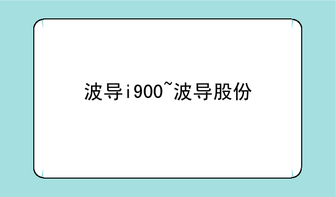 波导i900~波导股份