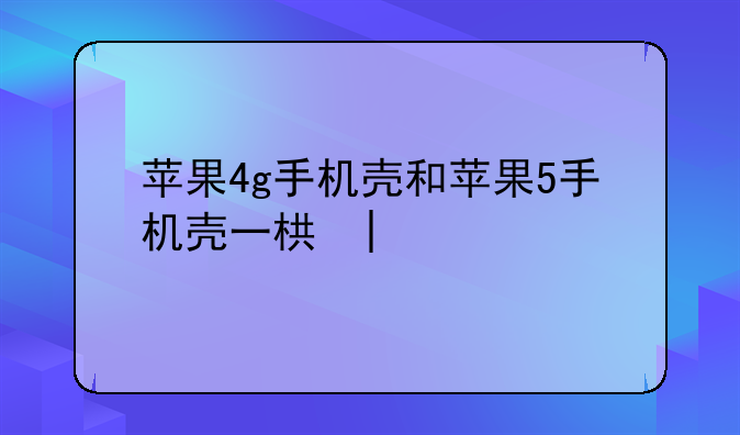苹果4g手机壳和苹果5手机壳一样吗