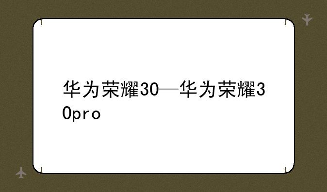 华为荣耀30—华为荣耀30pro